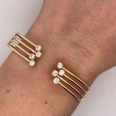 Bracciale con diamanti in oro giallo 18ct - Design a 4 file, 8 diamanti naturali (0,40ct)