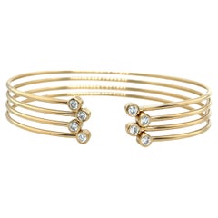 18ct Yellow Gold Diamond Bangle – 4-Row Design, 8 Natural Diamonds (0.40ct)