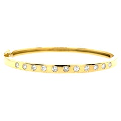 18ct Yellow Gold Diamond Bangle Bracelet, Set With 0.75ct Natural Diamonds