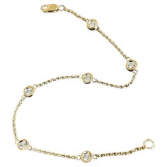 Bracelet en or jaune 18ct Diamond 0.40ct Solitaire VS Chain Station By The Yard