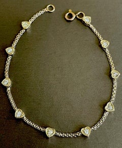 18ct Yellow Gold Diamond Bracelet 0.90ct Solitaire Heart Chain By Yard Nr 1ct