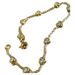 Bracelet en or jaune 18ct diamant 0.90ct Solitaire Heart Chain By Yard Nr 1ct