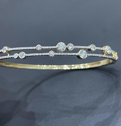 18ct Yellow Gold Diamond Bubble Bangle 1ct Single Stone Bracelet Solid One Carat