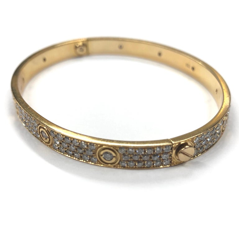 18 Carat Yellow Gold Diamond Cartier Love Bangle at 1stDibs