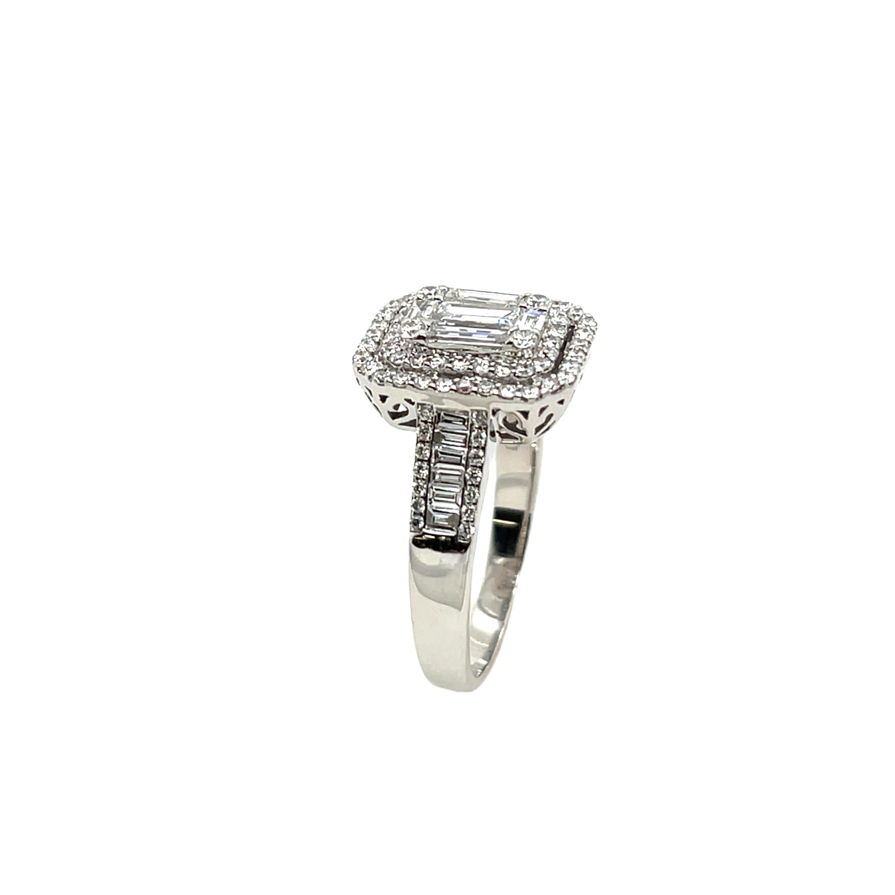 Bague grappe en or blanc 18 carats avec diamants naturels de 2,06 carats en vente 2