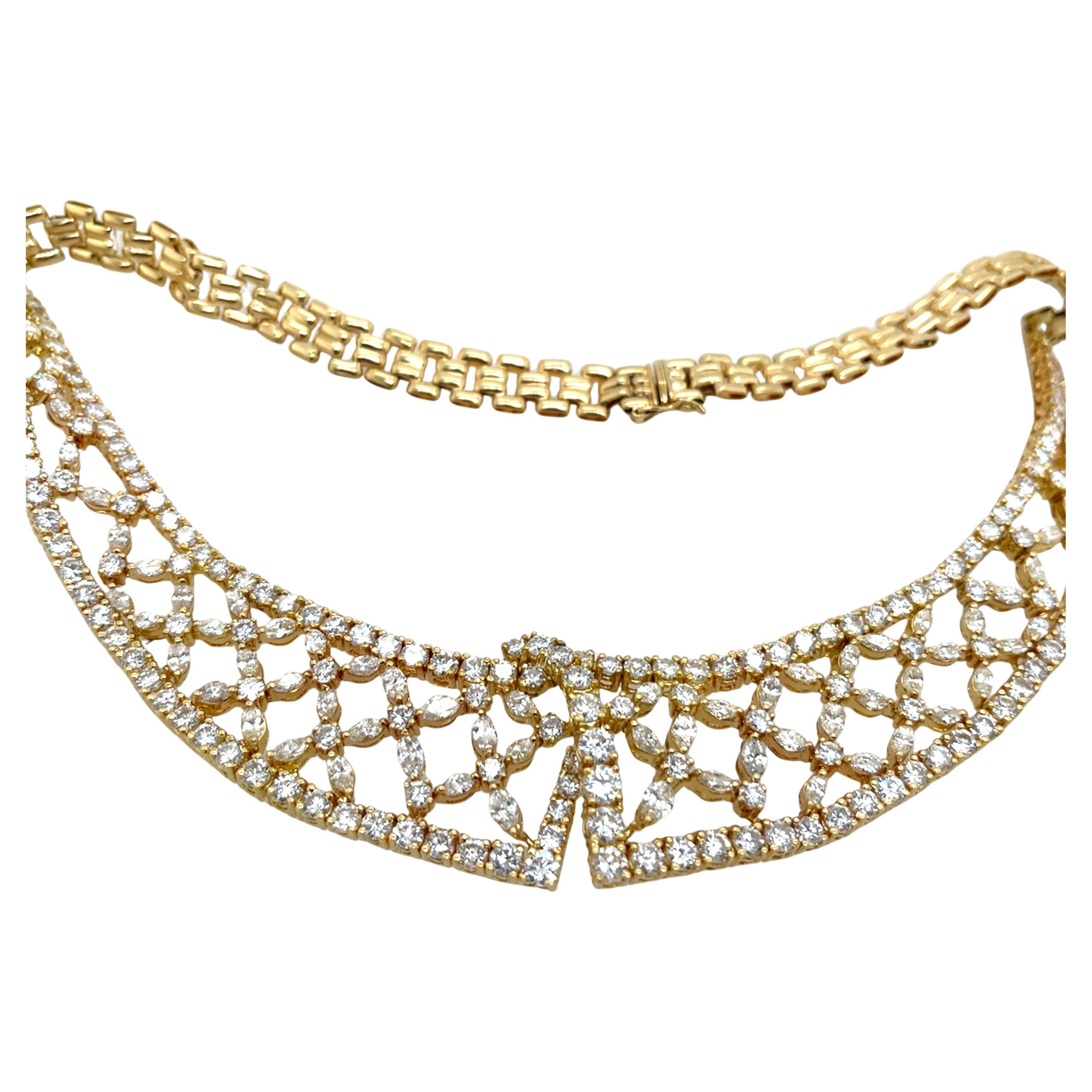 18ct Yellow Gold Diamond Colarette Necklace, 23.79ct Round & Marquise Diamonds