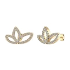 Orecchini con motivo a tre foglie in oro giallo 18ct e diamanti Contemporary