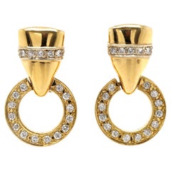 18ct Yellow Gold Diamond Door Knocker Earrings