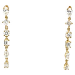 18ct Yellow Gold Diamond Drop Earrings, 1.60ct Diamonds