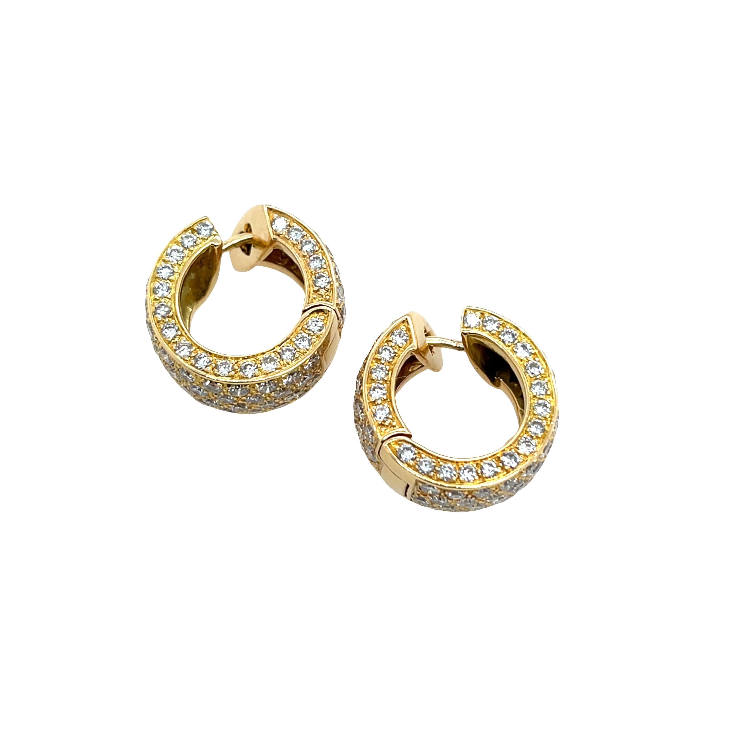 Orecchini in oro giallo 18 ct con diamanti naturali 4,50 ct In condizioni ottime in vendita a London, GB