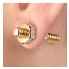 18ct Yellow Gold 
Diamond 
Ecrou de Cartier
 Single Earring by Cartier