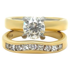 18ct Yellow Gold Diamond Engagement Ring and Wedding Band Set 1.30ct