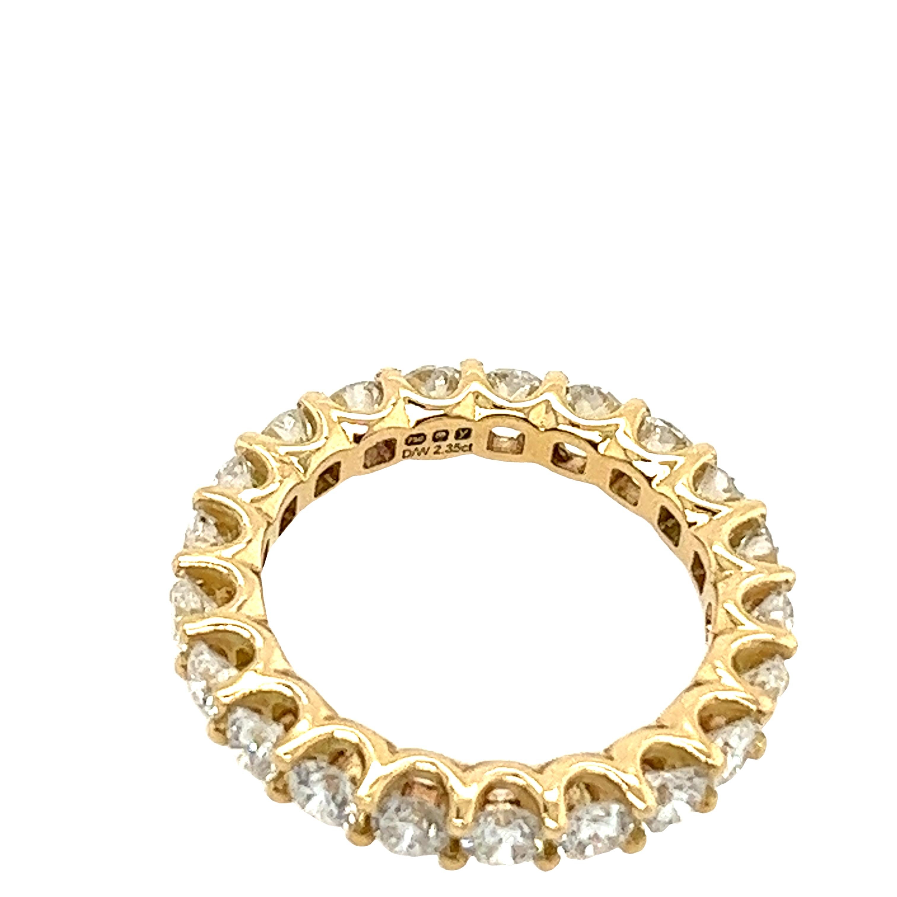 Women's 18ct Yellow Gold Diamond Full Eternity Ring Set With 2.35ct G/ VS1 For Sale