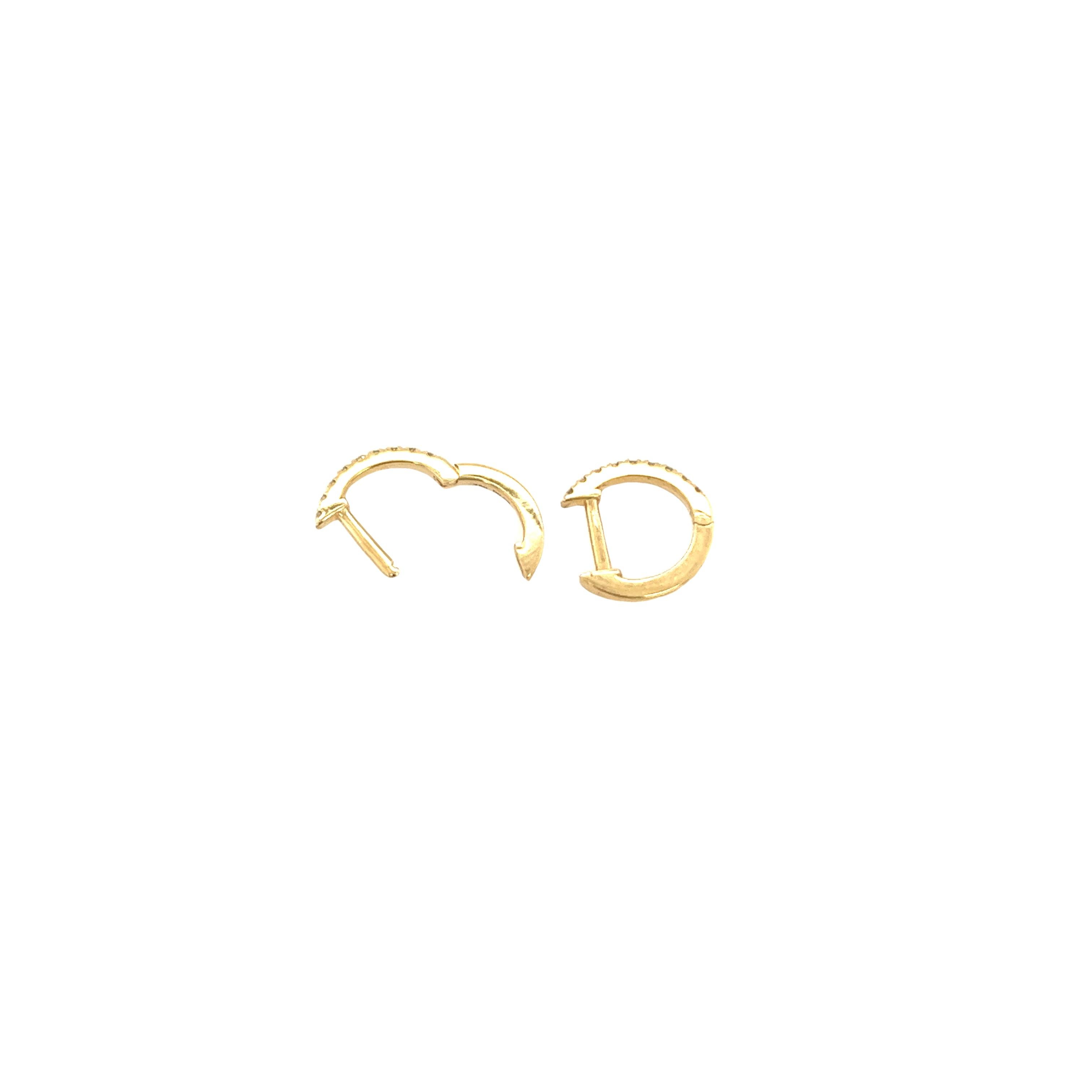 18ct Yellow Gold Diamond Hoop Earrings, Set With 0.08ct Of Round Diamonds, 9mm In New Condition For Sale In London, GB