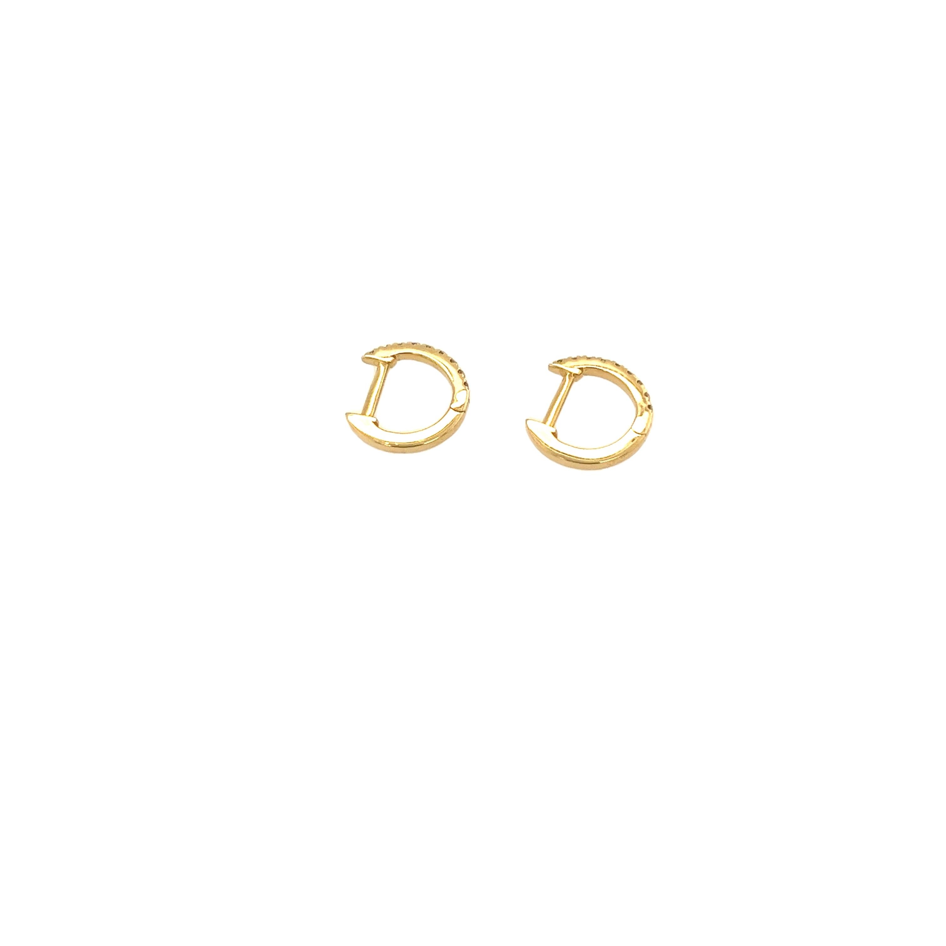 Women's 18ct Yellow Gold Diamond Hoop Earrings, Set With 0.08ct Of Round Diamonds, 9mm For Sale