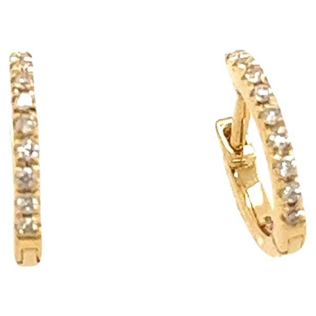 18ct Yellow Gold Diamond Hoop Earrings, Set With 0.08ct Of Round Diamonds, 9mm For Sale