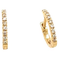 18ct Yellow Gold Diamond Hoop Earrings, Set With 0.08ct Of Round Diamonds, 9mm