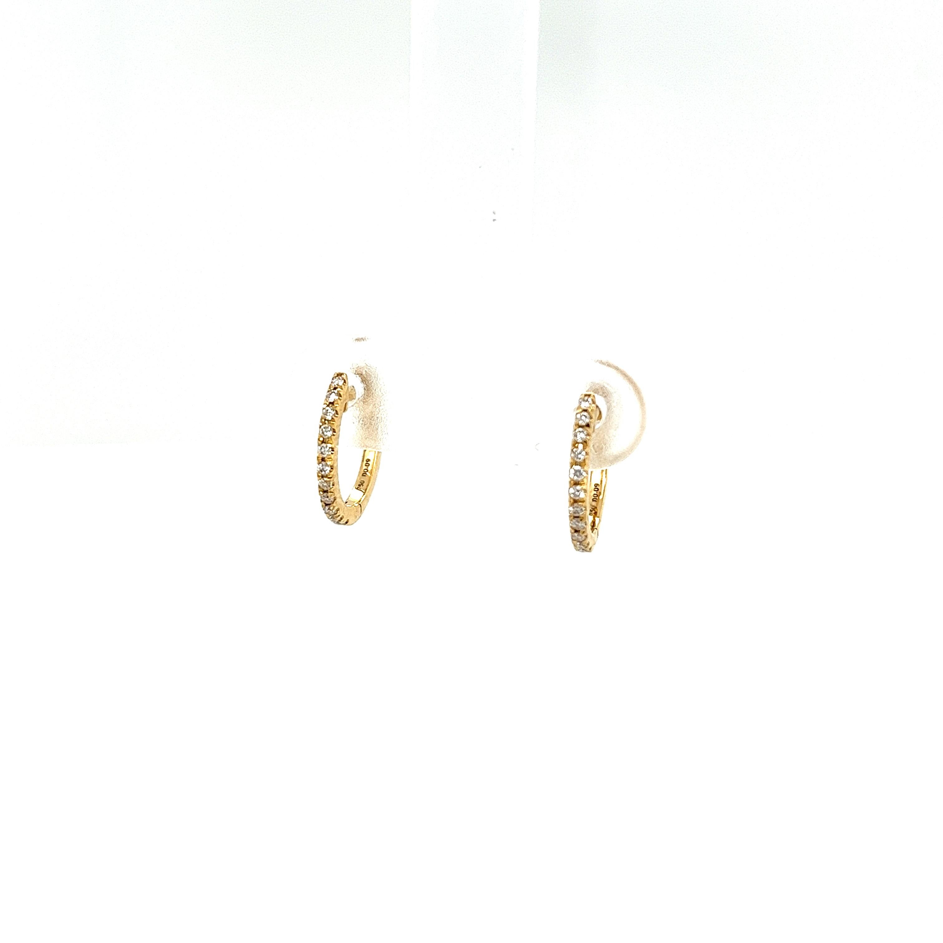18ct Yellow Gold Diamond Hoop Earrings, Set With 0.09ct Of Round Diamonds, 11mm For Sale 1