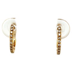 18ct Yellow Gold Diamond Hoop Earrings, Set With 0.09ct Of Round Diamonds, 11mm
