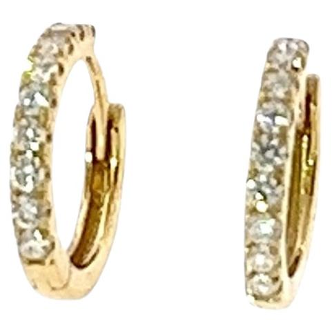 Boucles d'oreilles en or jaune 18ct, serties de 0.20ct de diamants ronds 12.5mm