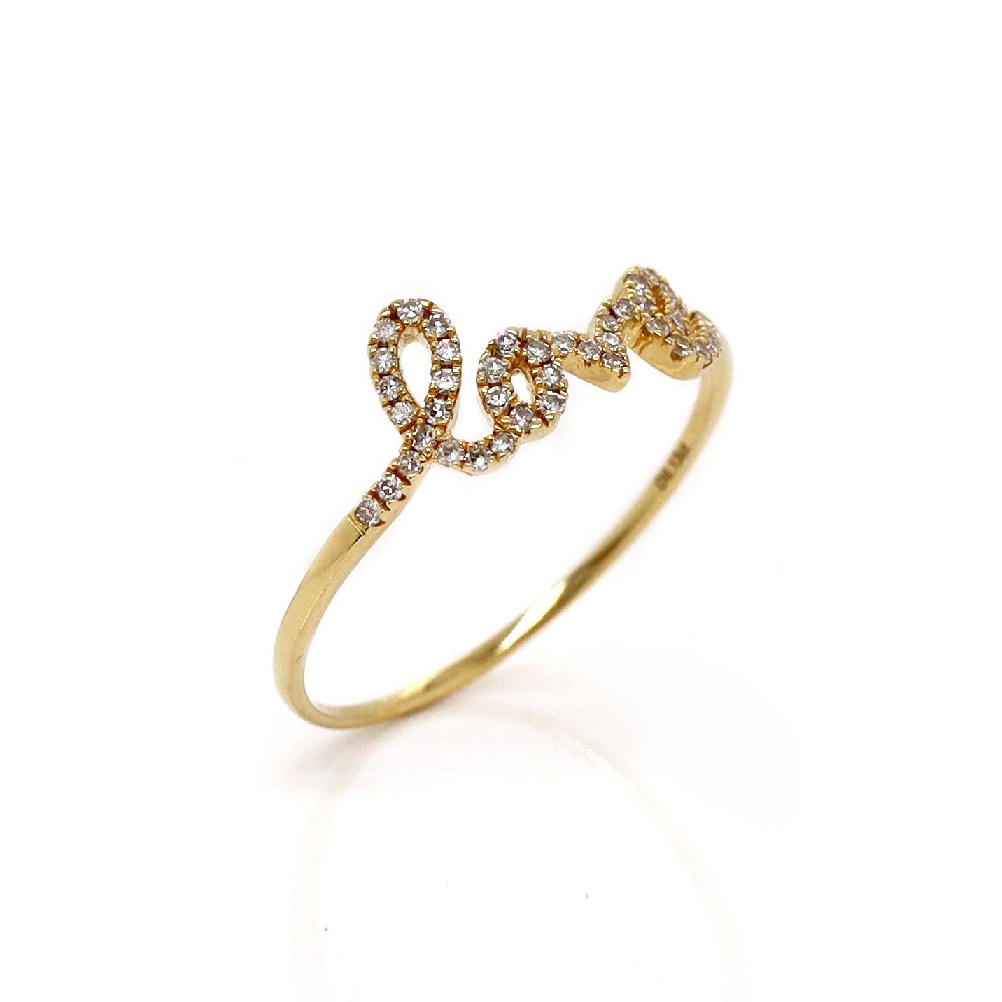 18CT Yellow Gold Diamond Love Ring 

This exquisite 18ct yellow gold ring features the word 