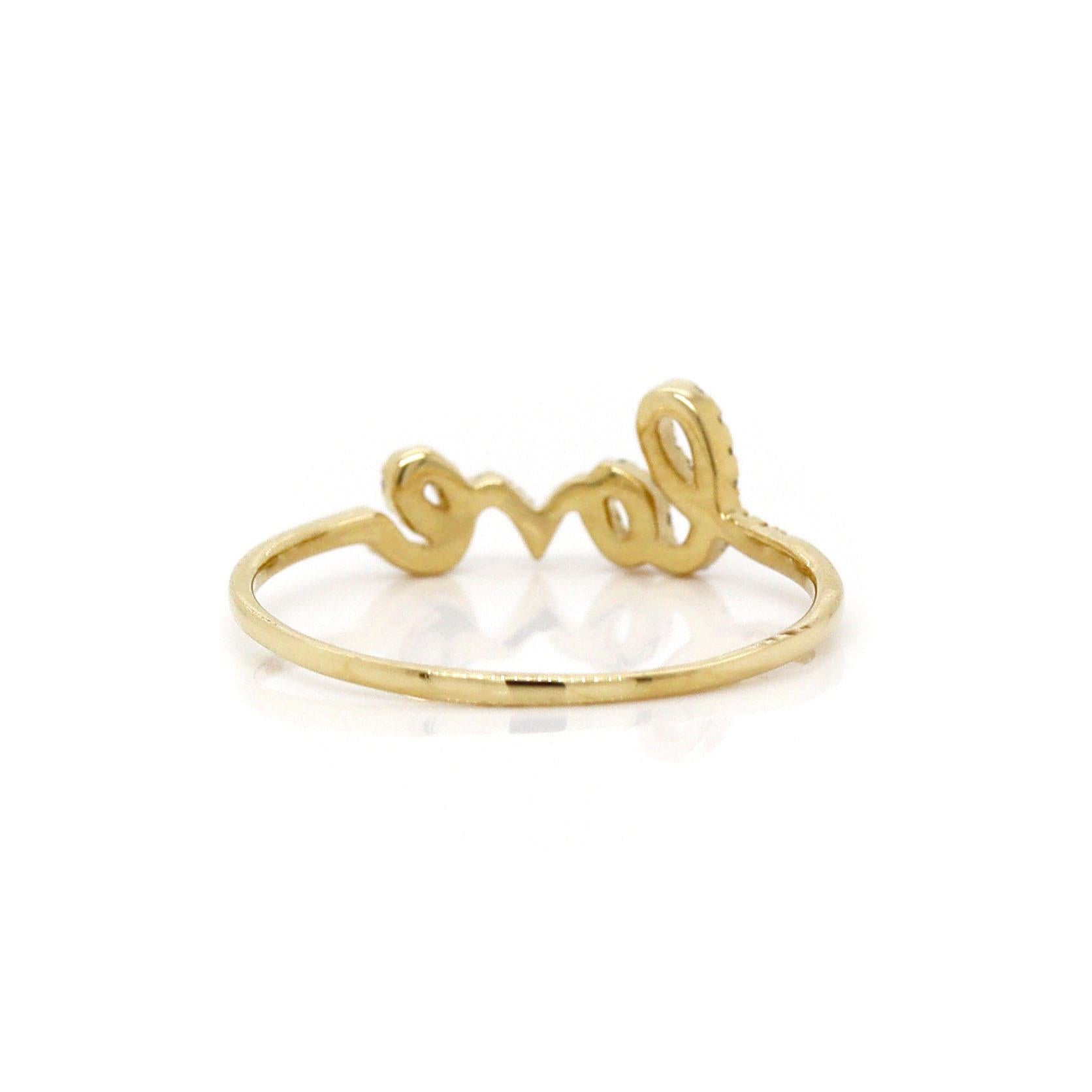 Contemporary 18CT Yellow Gold Diamond Love Ring For Sale