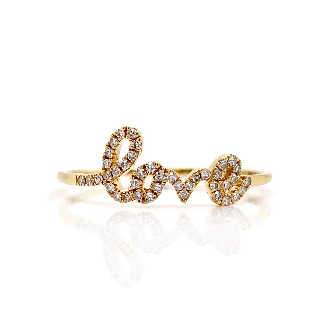 Round Cut 18CT Yellow Gold Diamond Love Ring For Sale