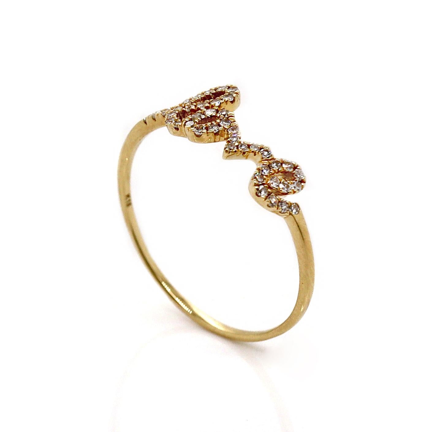 18CT Yellow Gold Diamond Love Ring In New Condition For Sale In Sydney, NSW