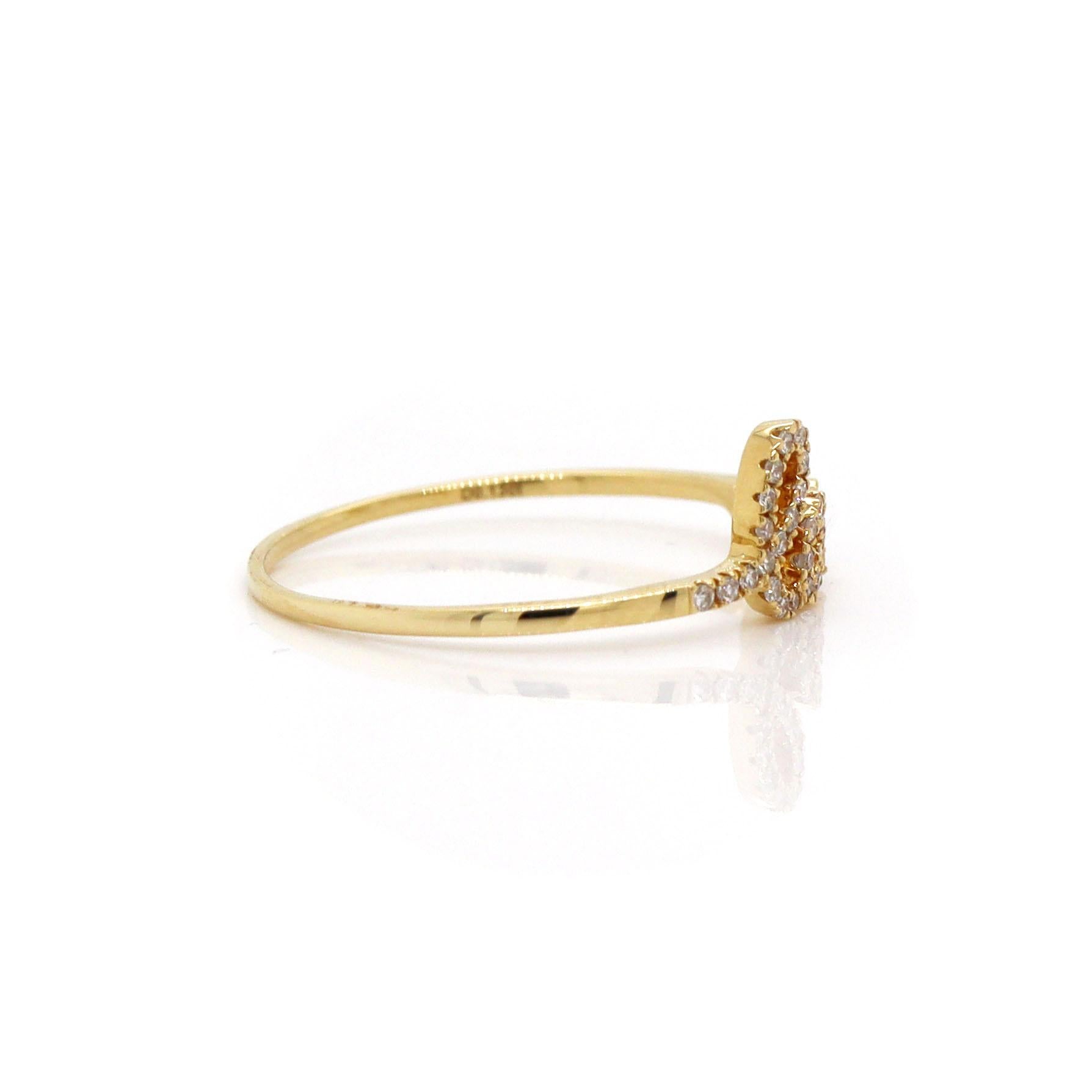 Women's 18CT Yellow Gold Diamond Love Ring For Sale