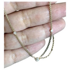 18ct Yellow Gold Diamond Necklace 0.70ct Solitaire By The Yard Nr 1ct