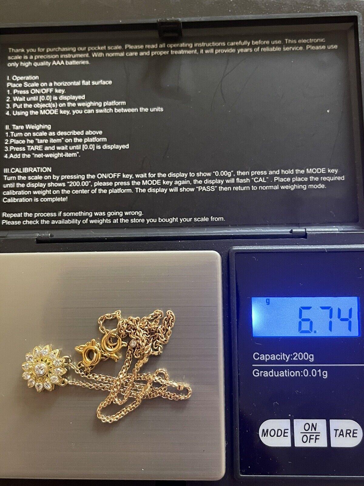 18ct Yellow Gold Diamond Necklace 0.80ct Sunflower pendant Near 1ct By The Yard In New Condition For Sale In Ilford, GB