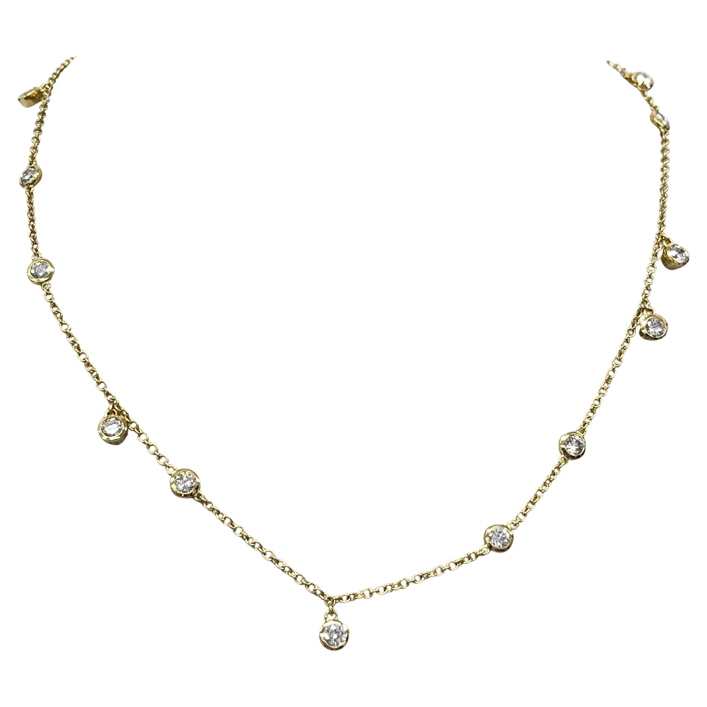 Collier de diamants en or jaune 18ct - 12 diamants, 1,95 ct de poids total de diamant