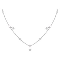 18ct Yellow Gold Diamond Necklace 1ct Heart Charm Station By The Yard