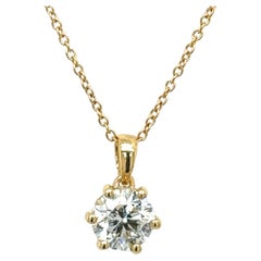 18ct Yellow Gold Diamond Pendant Set With 1.26ct Round Brilliant Cut Diamond