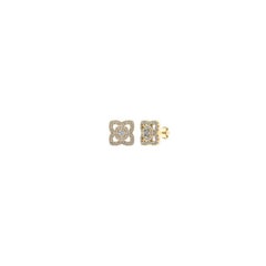 Boucles d'oreilles contemporaines quadrilobées en or jaune 18ct et diamants