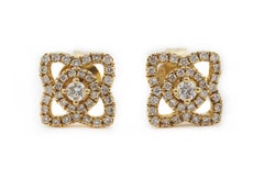18ct Yellow Gold & Diamond Quatrefoil Contemporary Earstuds