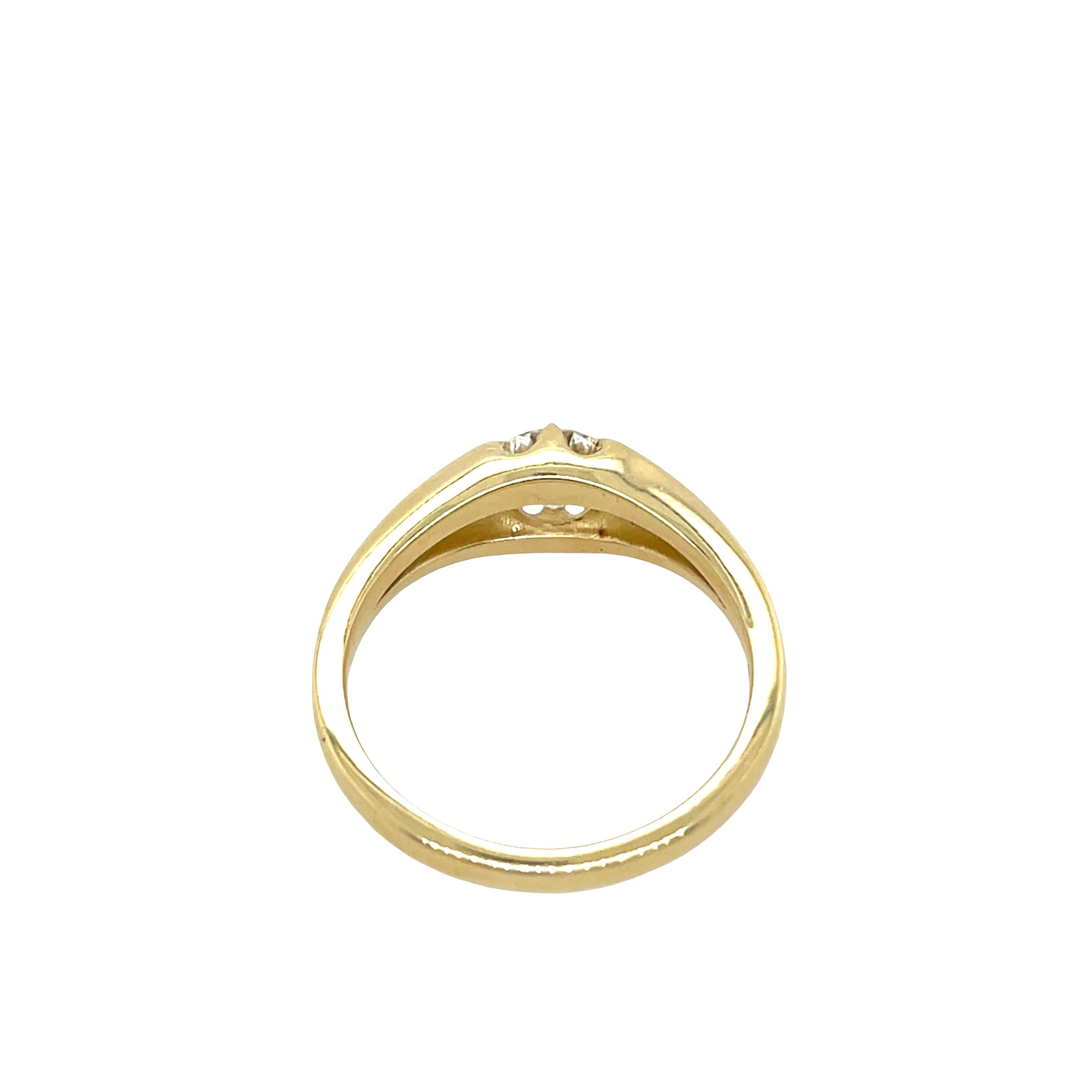 Bague en or jaune 18ct - Diamant rond de 0,52ct K-L / VS Unisexe en vente