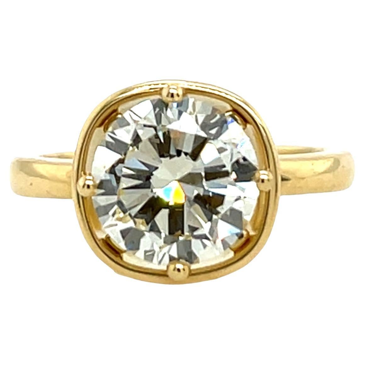 Bague en or jaune 18ct - Diamant rond de 2,67ct O/VVS2