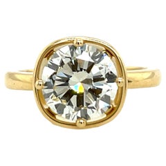 Bague en or jaune 18ct - Diamant rond de 2,67ct O/VVS2