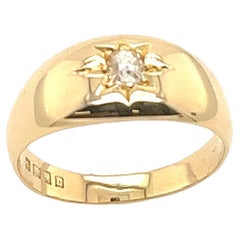 18ct Yellow Gold Diamond Ring Set With 0.10ct Old Cut Diamond