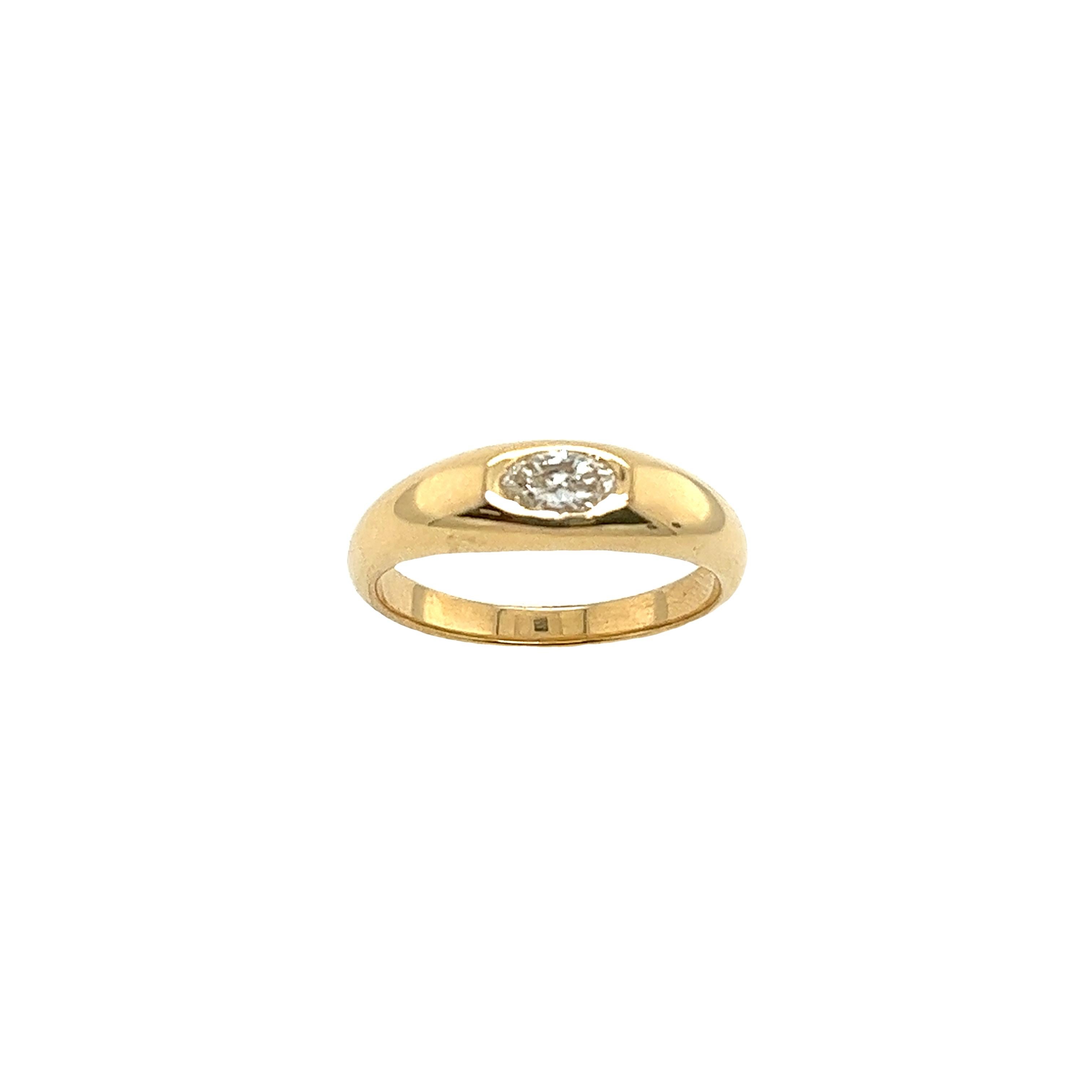 18 Karat Gelbgold Diamantring, gefasst mit 0,30 Karat natürlichem ovalem Diamant G-H/VS im Angebot 1