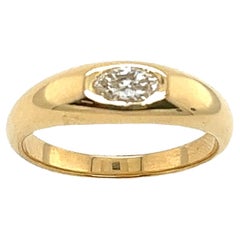 18ct Yellow Gold Diamond Ring, Set With 0.30ct Natural Oval Diamond G-H/VS