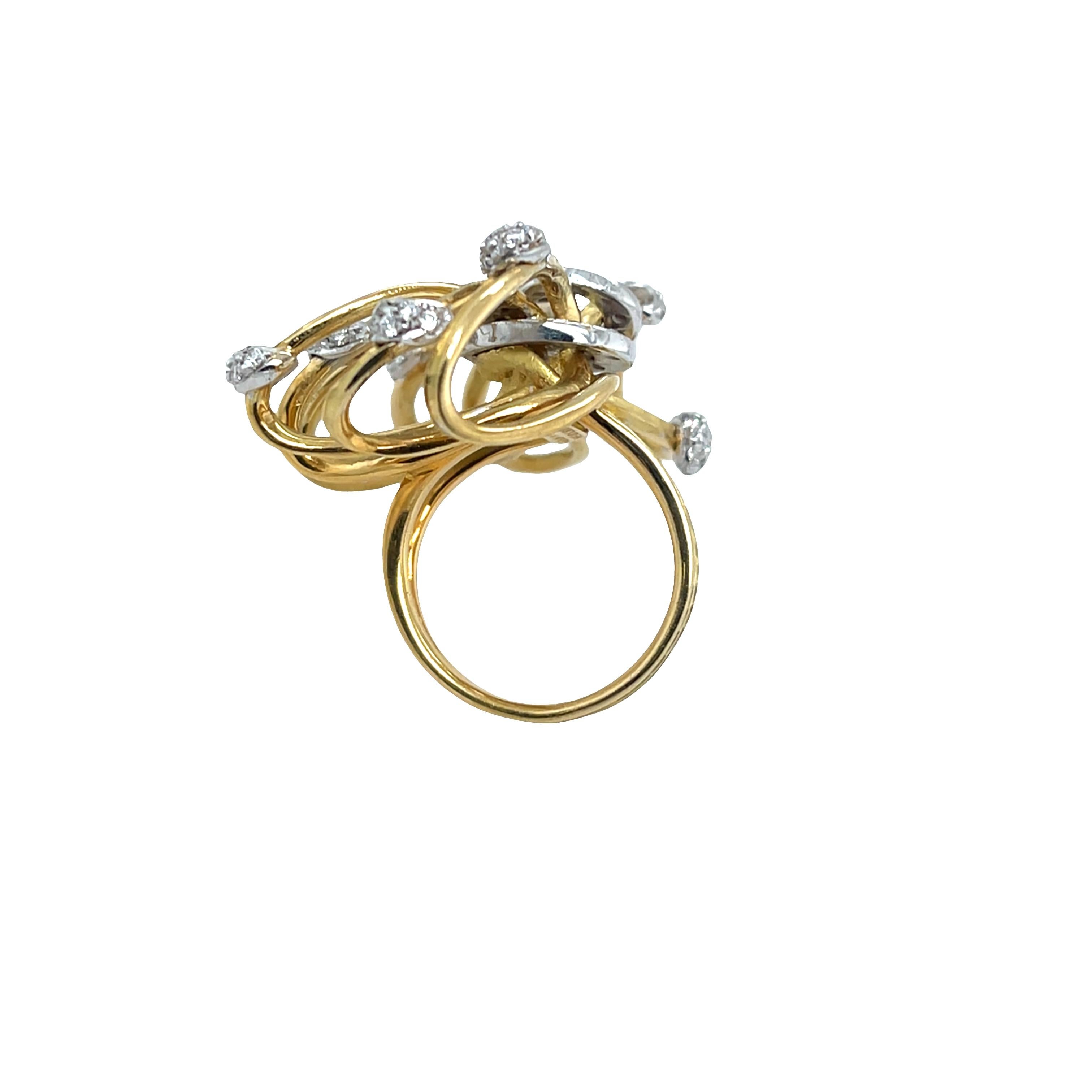 Taille ronde Bague en or jaune 18 carats sertie de diamants naturels de 0,90 carat en vente