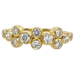 Anillo de diamantes de oro amarillo de 18 ct, engastado con diamantes naturales de 0,90 ct