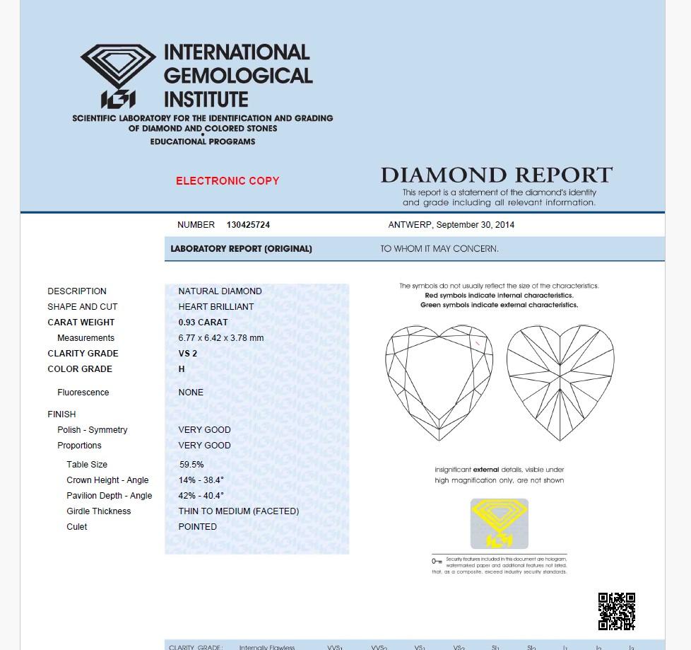 18ct Yellow Gold Diamond Ring Set With 0.93ct H/VS2 Heart Shape Natural Diamond For Sale 4