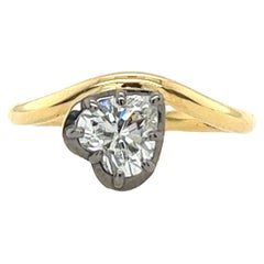 18 Karat Gelbgold Diamantring mit 0,93 Karat H/VS2 herzförmigem natürlichem Diamanten in Herzform, gefasst