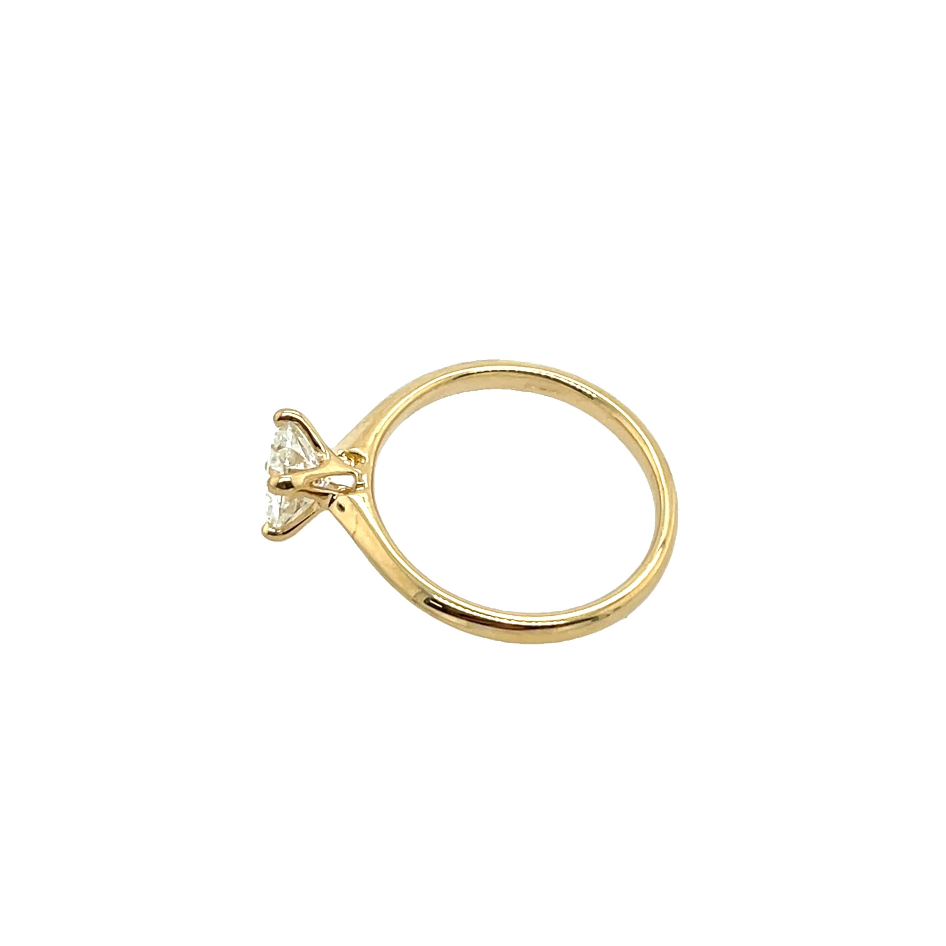 da uomo o donna Anello con diamante in oro giallo 18ct e diamante taglio rotondo da 1,01ct