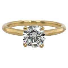 Bague en or jaune 18 carats sertie d'un diamant taille ronde de 1,01 carat