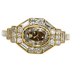 Bague en or jaune 18ct sertie d'un diamant de 1,0ct de couleur jaune intense Brown
