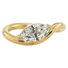 18ct Yellow Gold Diamond Ring Set With 1.0ct G/IF Marquise Natural Diamond